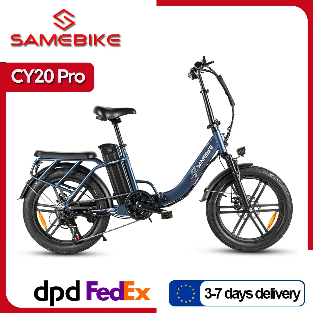 SAMEBIKE CY20 Pro Faltbares Elektrofahrrad 250W500D 20x3,0 Zoll Pendler-Pedelec E-Bike 36V 13Ah Abnehmbarer Akku Max. Belastung 150kg für Erwachsene Image