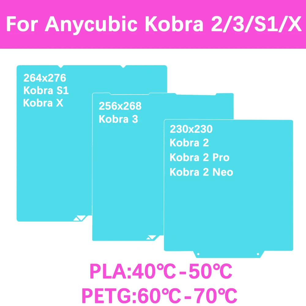 Für Anycubic Kobra 2/Kobra 3 Combo/Kobra S1C/Kobra X Glacier Kalt-Druckplatte Hochviskose Zweiseitige Druck-Bauplatte Image