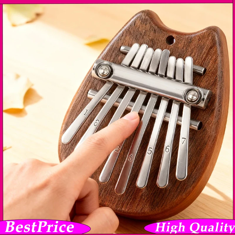 Mini 8-Tasten Kalimba Holz-Daumenklavier Tragbares Exquisites Tasteninstrument mit Trageband im Karton Verpackt Image