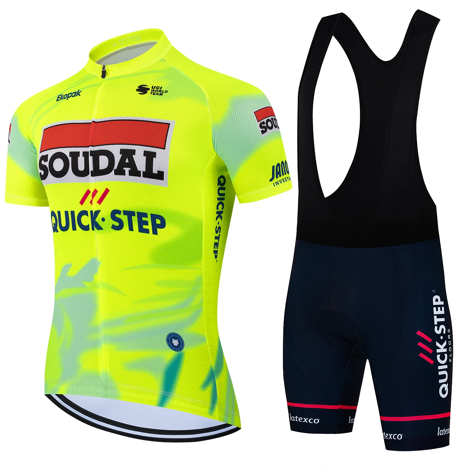 Ensemble de Vêtements de Cyclisme pour Hommes SOUDAL - Shorts de Cyclisme, Maillot de Cyclisme VTT, Veste de Route, Pantalon, Combinaison de Cyclisme avec Gel, Ensemble Sportif