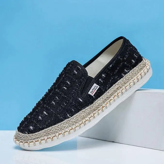 Atmungsaktive, bequeme, dicke Sohle, Leinenschuhe, weiche Herrenschuhe, leichte Persönlichkeit, Segeltuchschuhe, faule Schuhe, Slip-on-Männer