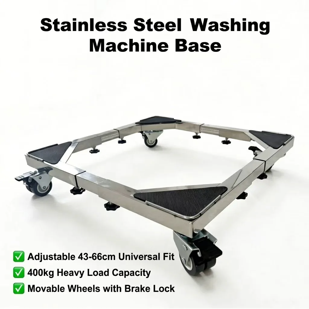Socle réglable pour machine à laver avec roulettes, support mobile universel pour lave-linge et sèche-linge, base extensible pour appareils électroménagers