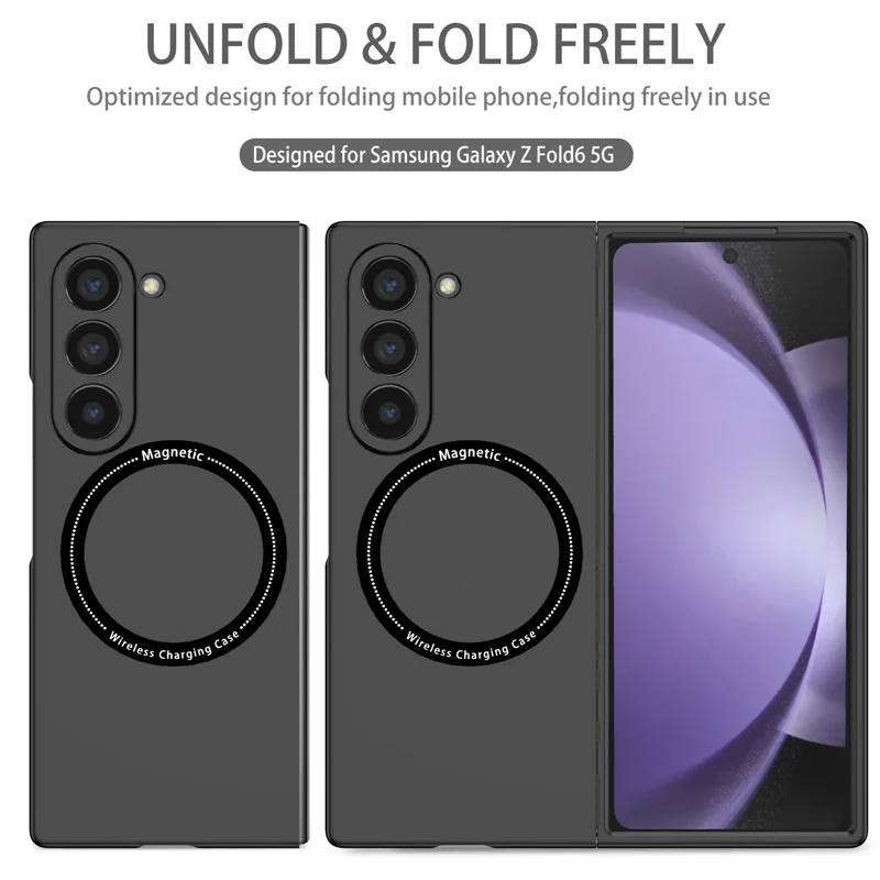 Für Samsung Galaxy Z Fold 7 5G Rüstung stoßfeste matte Handyhülle für Magsafe Z Fold 7 6 5 4 3, magnetische kabellose Lade-PC-Hülle Image