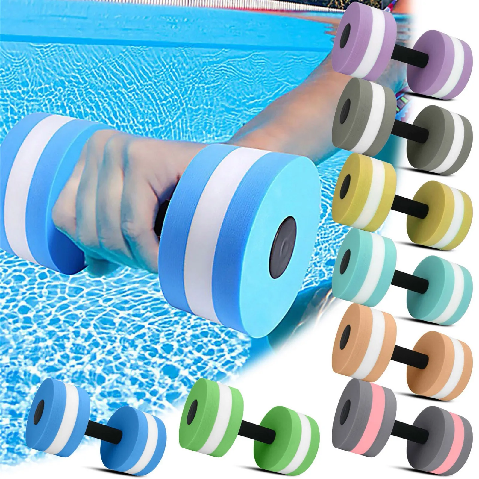 Mehrfarbige Wasserhantel, Poolübung, schwimmende Hantel, Wassertraining, Hanteln, Wassersport, Aerobic-Fitnessgeräte Image