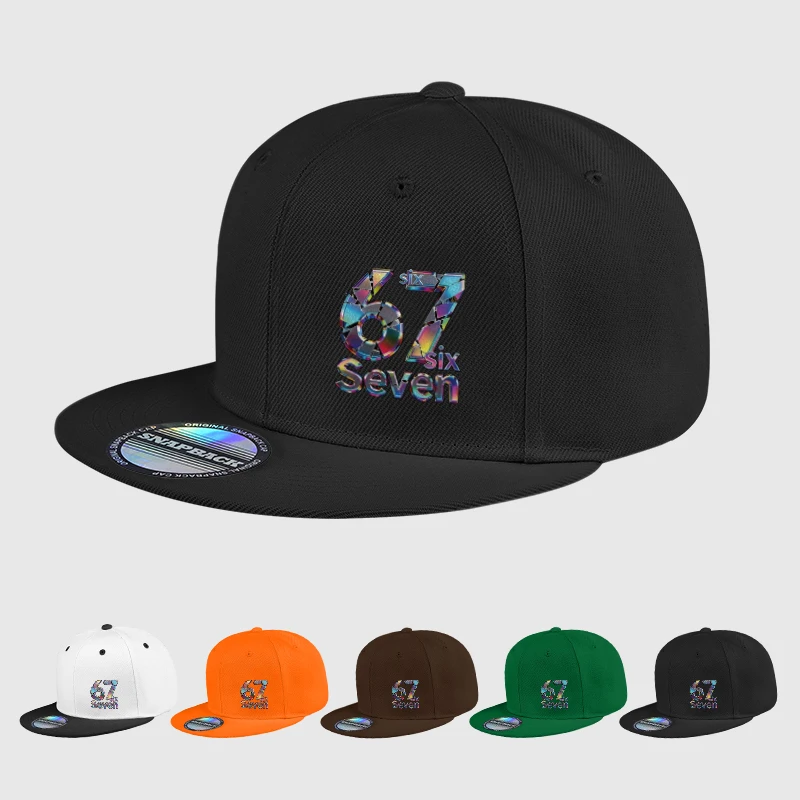 Coole, laserbedruckte „67“ Digital-Print Hip-Hop-Kappe mit flachem Schirm – verstellbare Hip-Hop-Outdoor-Casual-Unisex-Baseballkappe
