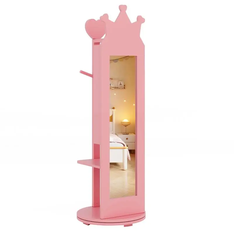 Freistehender Ganzkörperspiegel Kinder-Schmuckschrank - Rosa