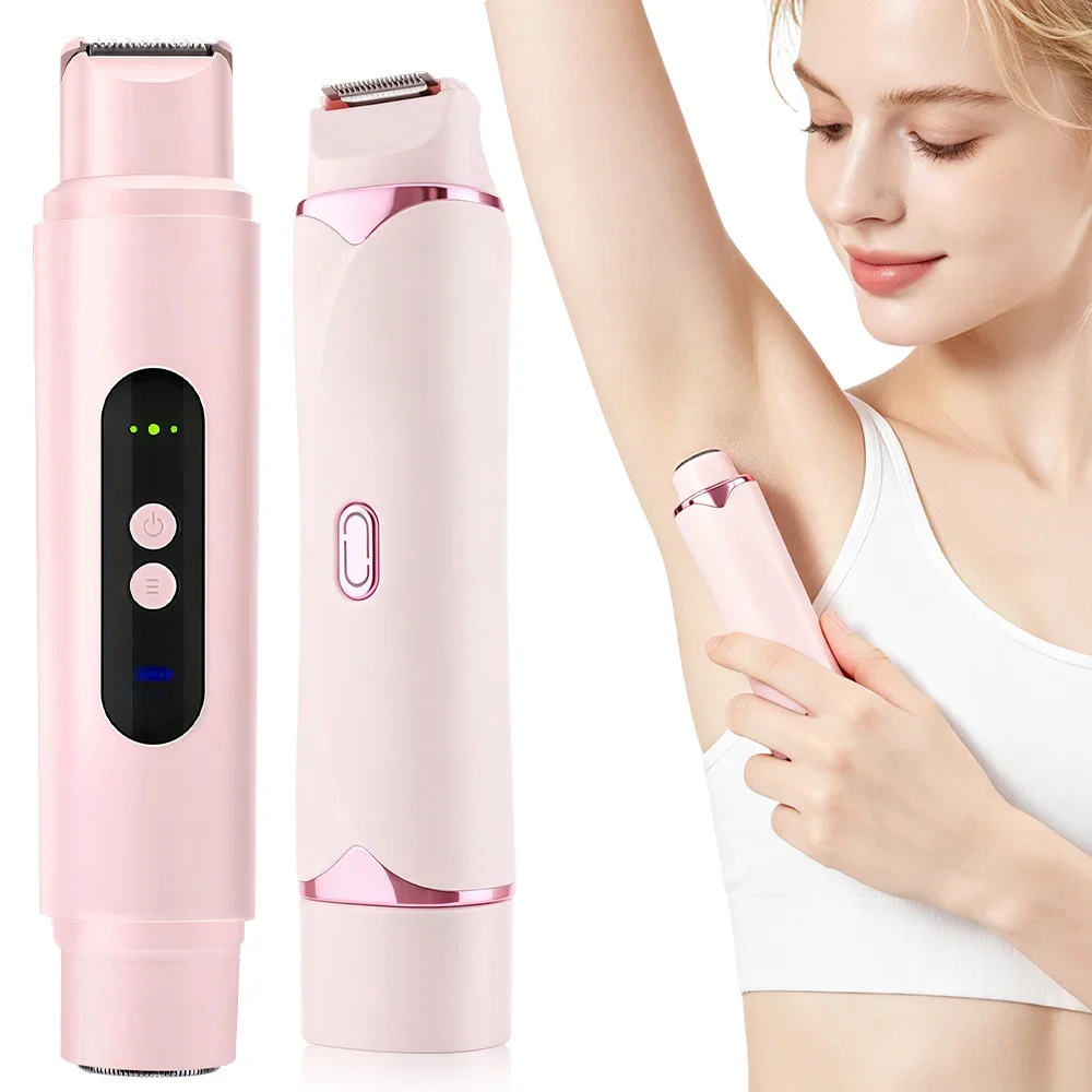 Tragbarer 2-in-1-Elektrorasierer für Damen mit Doppelkopf, elektrischer Rasierer und Haarschneider für Frauen, wiederaufladbar über USB Image