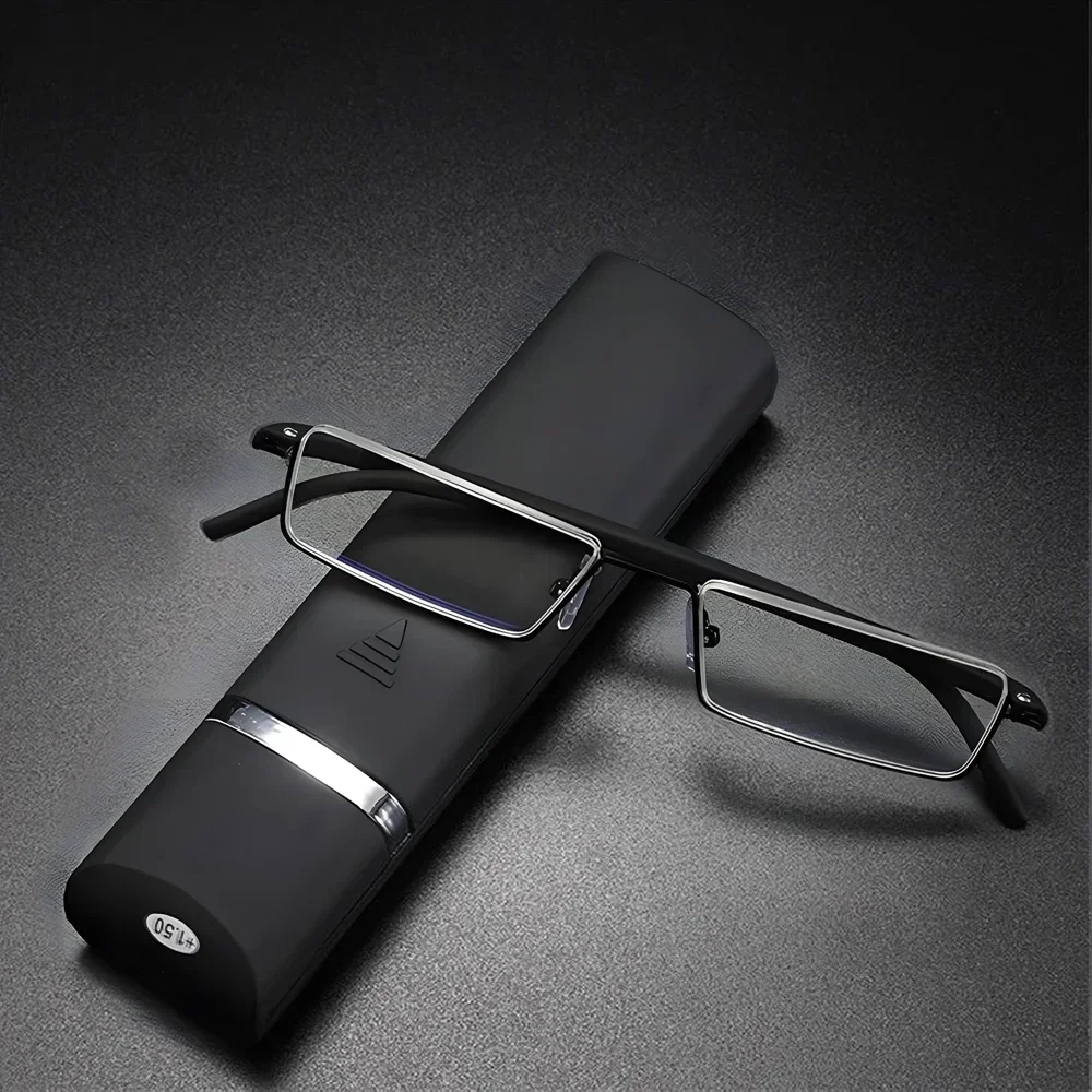 QGAOP TR90 Presbyopie Brille Mann Blau Licht Lesebrille Männer Metall Quadratische Gläser Für Anblick Plus Linsen Image