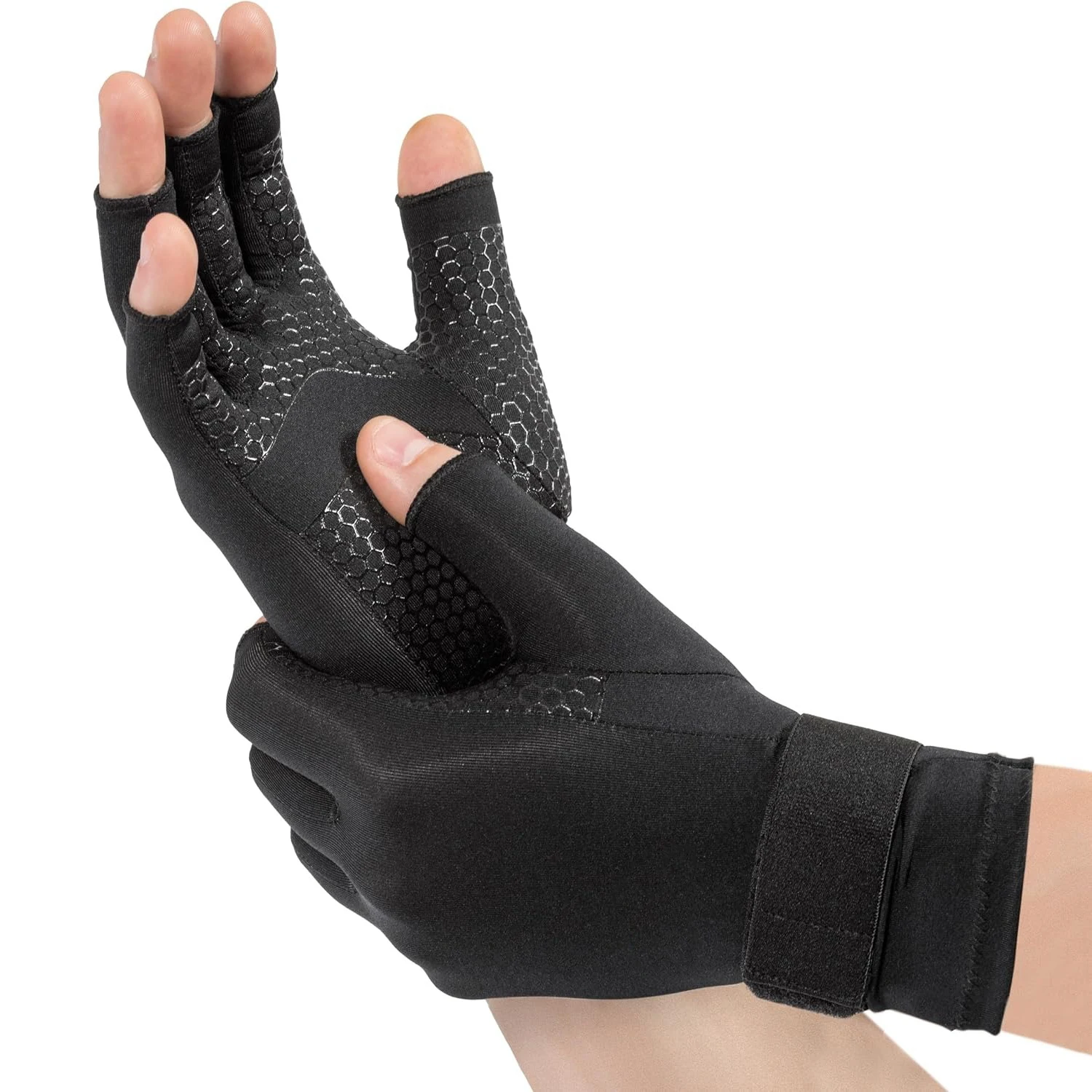 Mit Kupfer angereicherte Kompressionshandschuhe gegen Arthritis zur Linderung von Schmerzen/Schwellungen an Händen und Fingern, die durch Rheumatoide Arthritis oder Karpaltunnelsyndrom verursacht Image