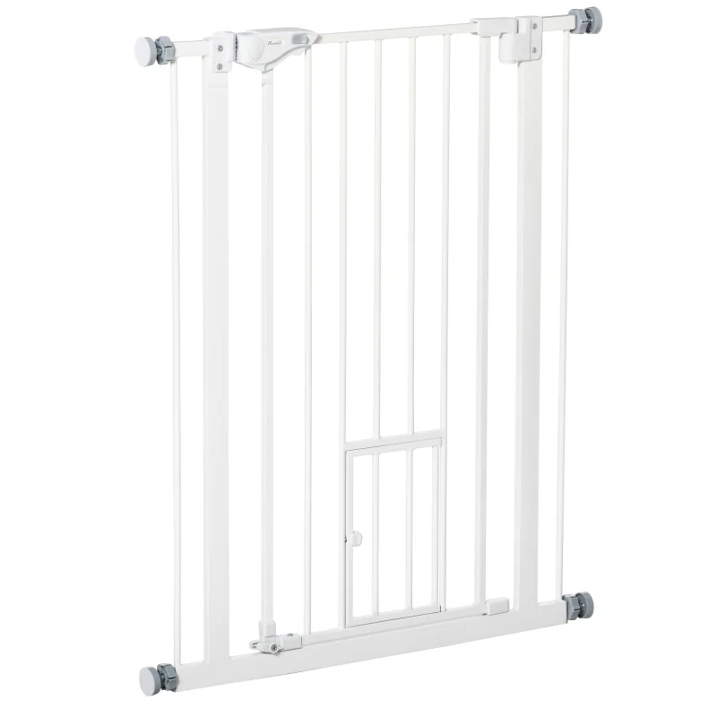 Türschutzgitter für Hunde und Babys, ohne Bohren, mit Schließautomatik, 74-80 cm, Treppenschutz, Haustiertürstopper, 2-in-1 Türschutz und Hundebarriere, faltbar