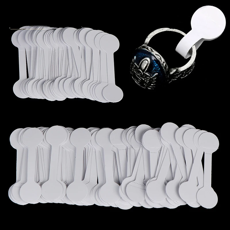 Schmuck Einzelhandel 50/100 Stück Shop notwendiger Schmuck weiß selbstklebend quadratisch rundes Etikett Lanyard selbstklebend kann in gefüllt werden Image