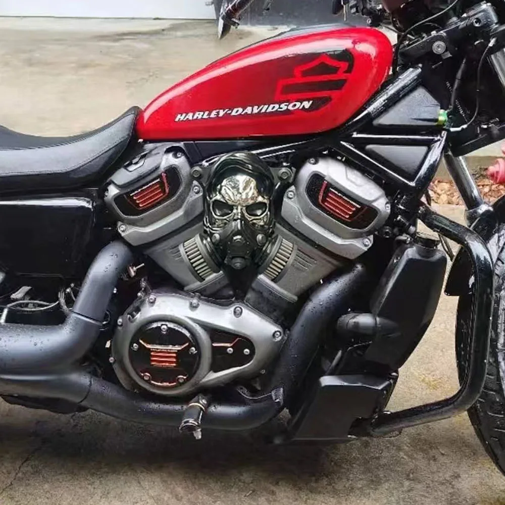 Für Harley Nightster 975 RH975 S 2022-25 Motorrad Accesorios Schädel High-Flow Luft Reiniger Luftfilter Reiniger system Intake Kit Image