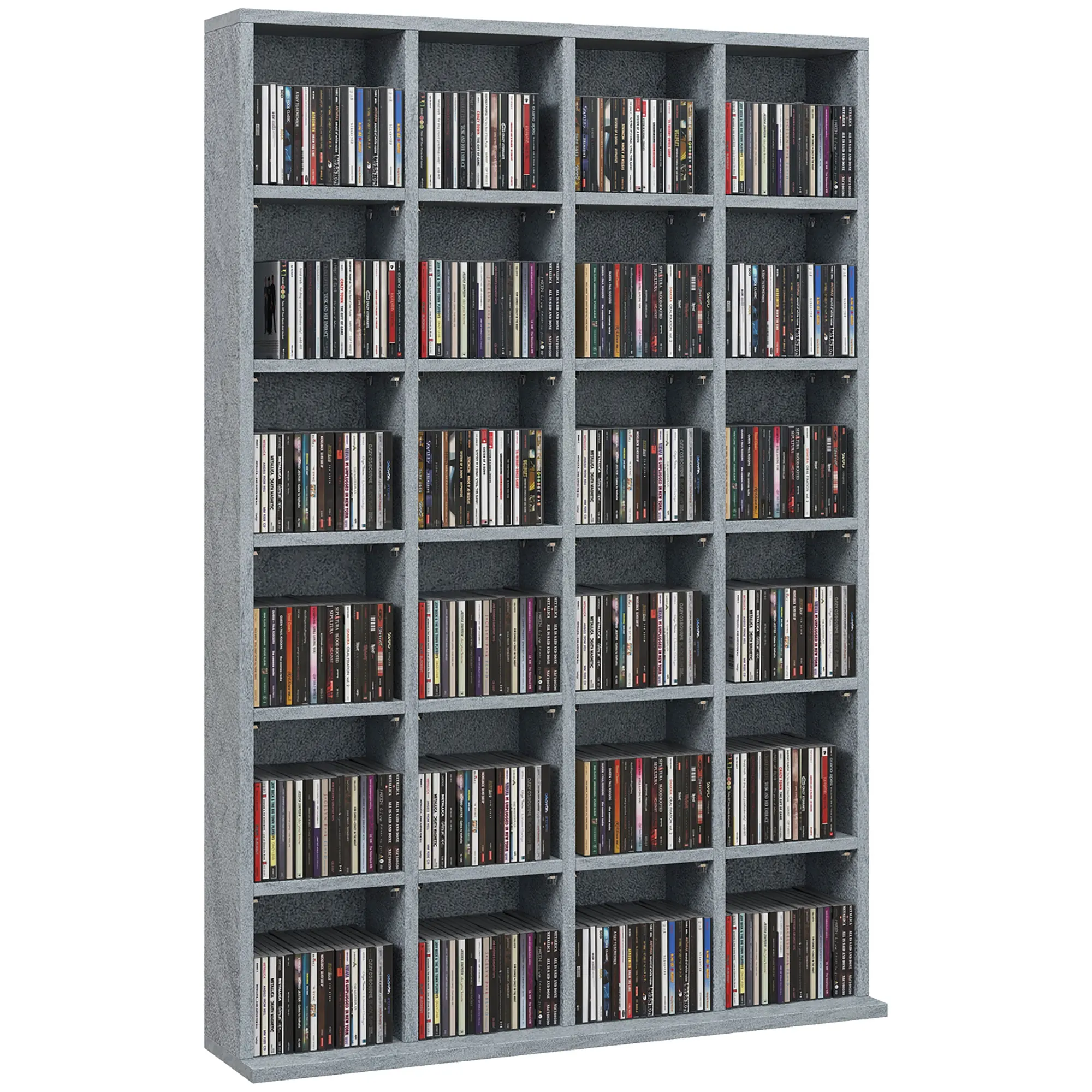 Multimedia-Aufbewahrungsmöbel für 456 CDs/336 DVDs - Holz-Bücherregal mit verstellbaren Regalböden, 89 x 130,5 cm, Grau