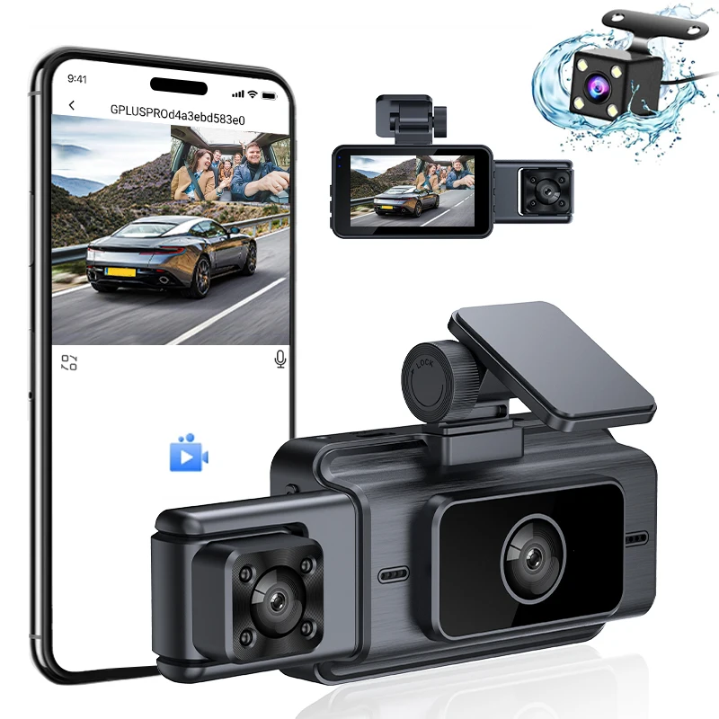 Caméras embarquées WIFI 3 canaux HD 1080P 3,0 pouces, enregistreur vidéo DVR pour véhicule, caméra embarquée pour voitures, boîte noire vidéo.