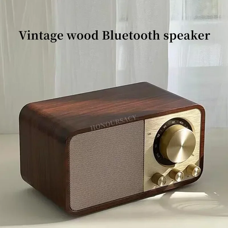 Sans fil Bluetooth 5.0 caisson de basses Portable en bois haut-parleur Bluetooth nostalgique son Bluetooth haut-parleur classique rétro Radio