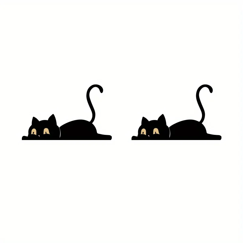 Cartoon-Wandaufkleber mit schwarzer Katze, wasserfester, selbstklebender Vinyl-Aufkleber für Wohnzimmer, Schlafzimmer, Büro, Heimdekoration Image