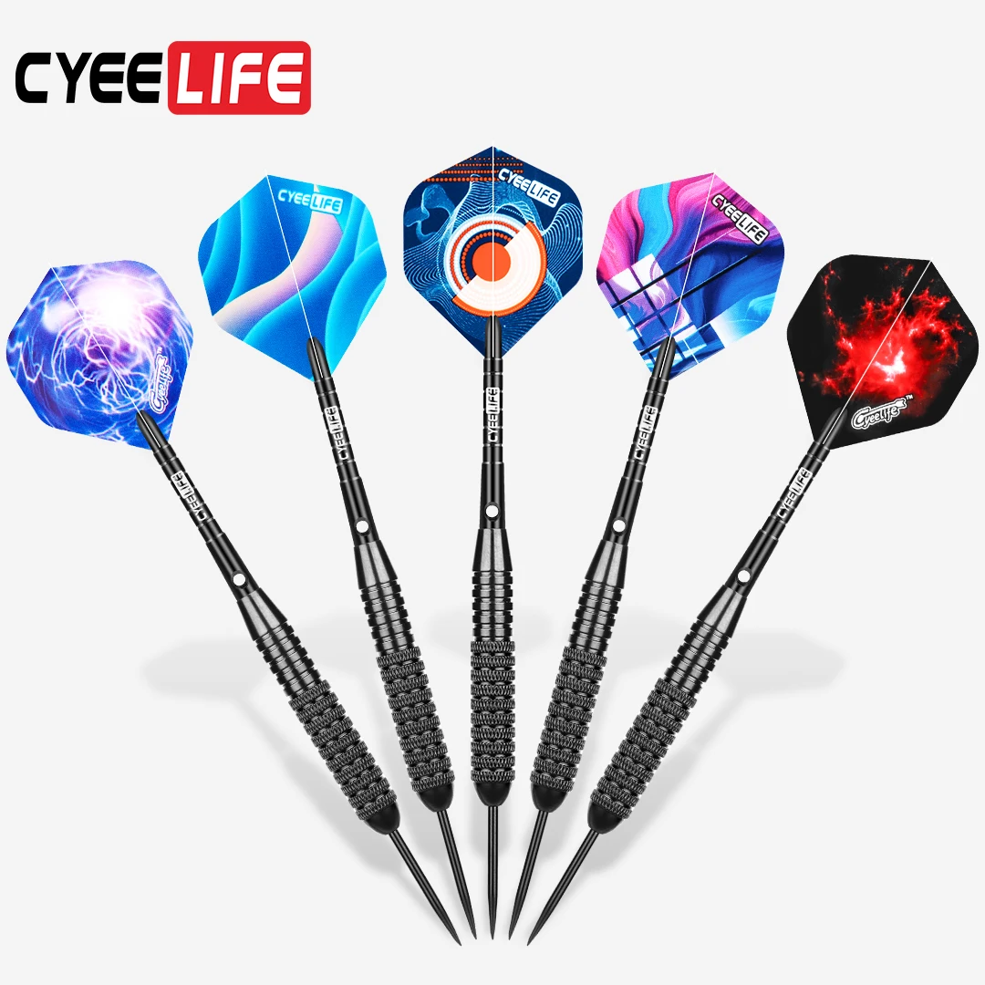 CyeeLife 26-Gramm-Darts mit Stahlspitze, Dartbeutel, extra Standard-Flights und Kunststoffzubehör, Stunden-Dart-Set, 3 Packungen Image