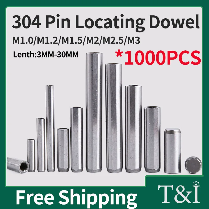 1000 Stück 1,5 Edelstahl-Befestigungs stift m1 m 1, 5 m2 m2, 5 m3 3mm-30mm doppelt abgeschrägter flacher Kopf zylindrischer fester Position ierungs dübel Image