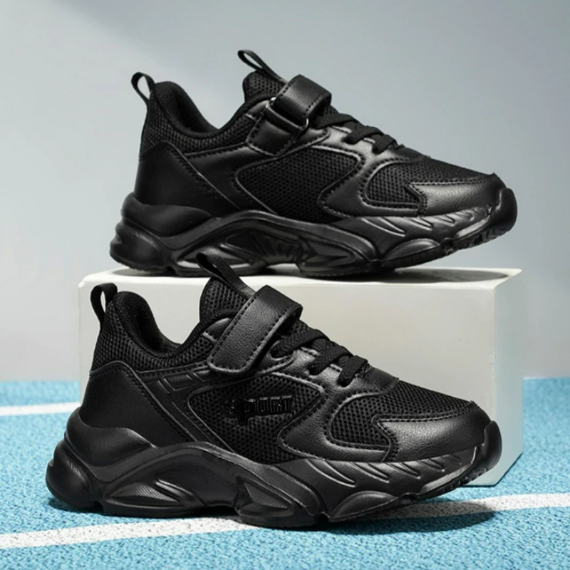 Chaussures pour enfants, baskets en mesh noir et blanc pour garçons, baskets décontractées pour enfants, chaussures de sport pour l