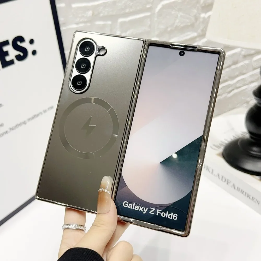 Für Magsafe Fold7 Galvanik Magnetische Telefon Fall für Samsung Galaxy Z Fold 7 6 5 4 3 Fold6 Fold5 Fold4 Hard Shell Zurück Abdeckung Image