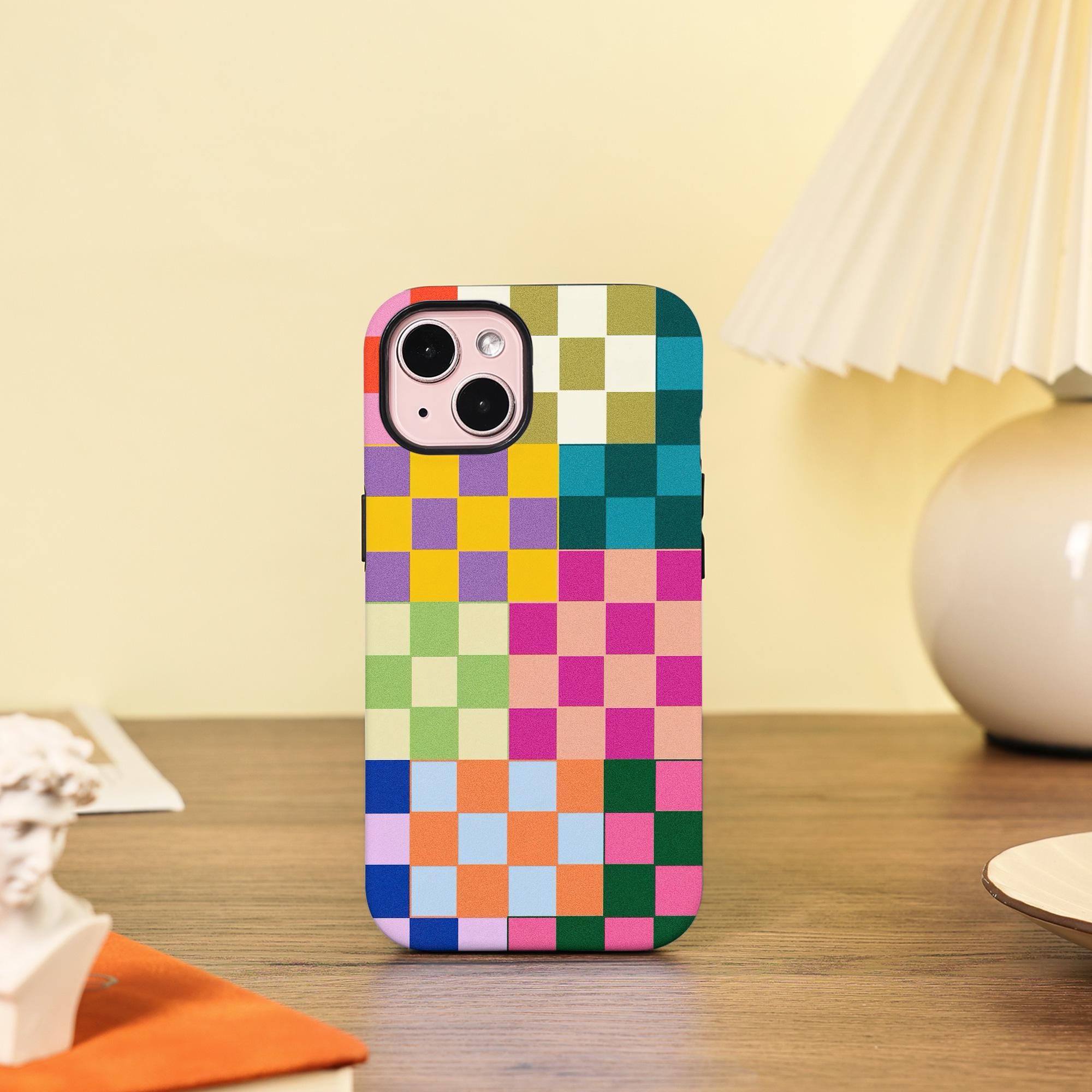 Cover rigida a quadri colorata per iPhone 17 Pro Max 17 Air 17 Pro 16/15/14/13/12 pro max 16 15 14 plus 16e 17e 12/13 mini XS X XR SE