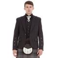 Kilt Society Men Scottish Braemar Grey Tweed Kilt Jacket & Waistcoat 46R