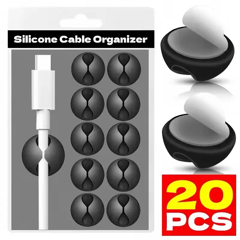 Kabelclips Telefonkabelhalter USB-Datenkabel Silikon-Organizer Selbstklebender Kabelmanager Kabelaufwickler für Kopfhörer-Ladekabel Image