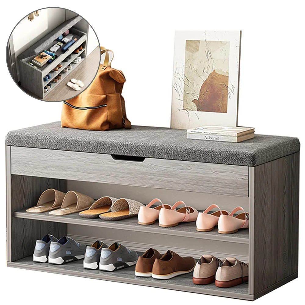 80*24*44cm Schuhschrank für den Eingangsbereich, Schuhbank mit Stauraum, Sitzbank für Schuhe, Haushalts-Schuhbank, Schuhregal