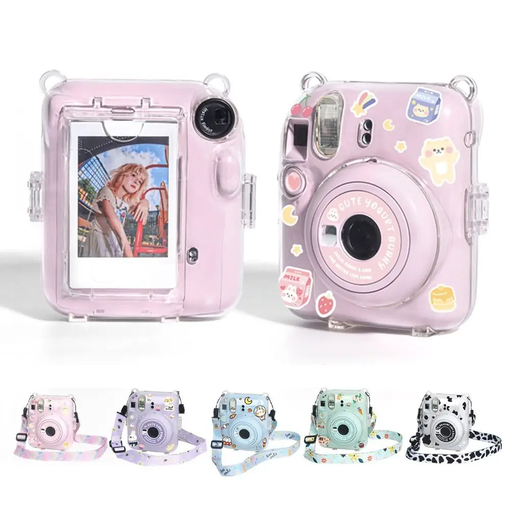 Für Fujifilm Instax Mini 12 transparente Kamera tasche Schutz Trage tasche Abdeckung mit Schulter gurt Aufbewahrung tasche mit niedlichen Aufkleber Image