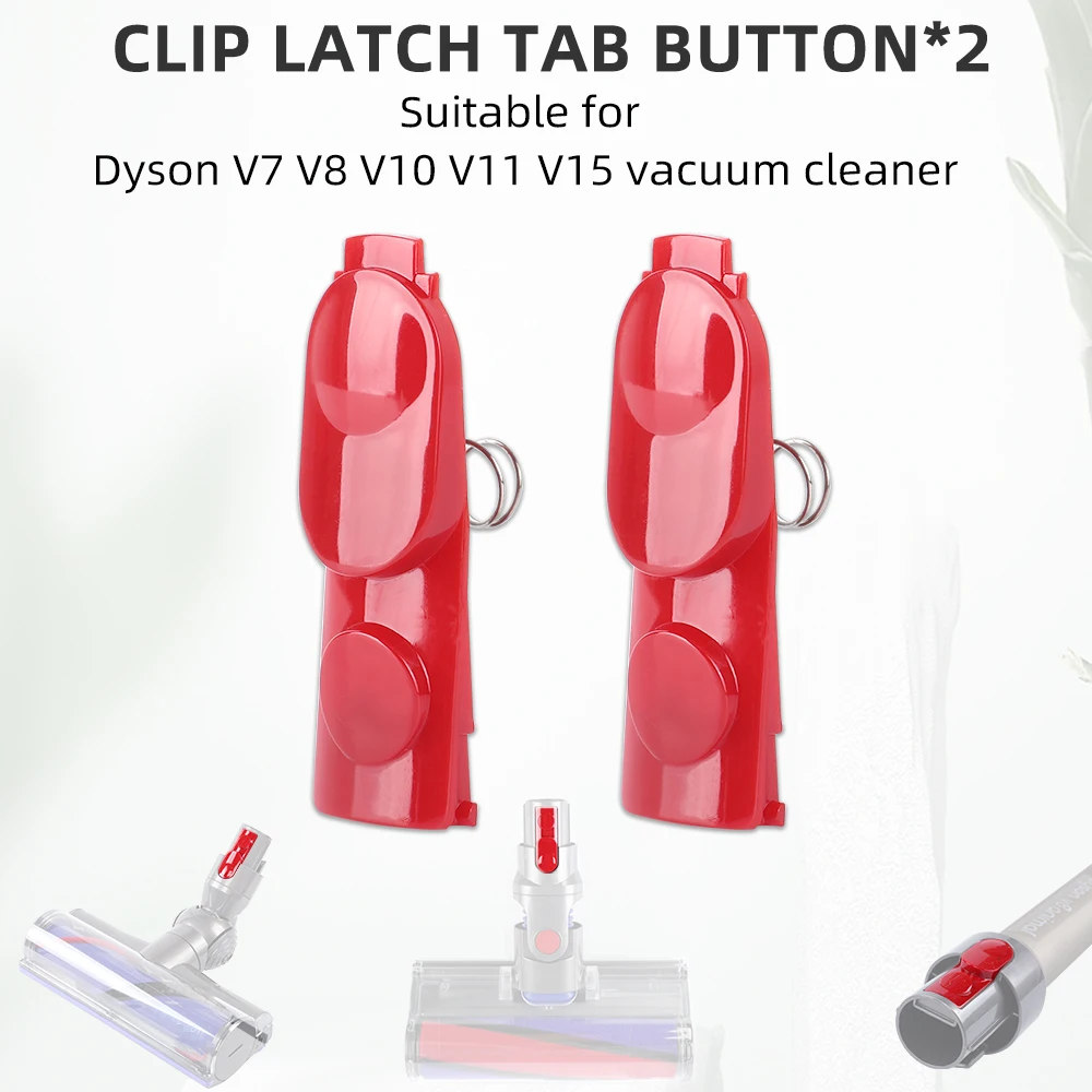 Roter Knopf für Dyson V7 V8 V10 V11 V15 SV10 SV11 SV12 SV14 SV22 Reinigerkopf-Clip-Verschlusslasche, 2er-Set mit Federn Image