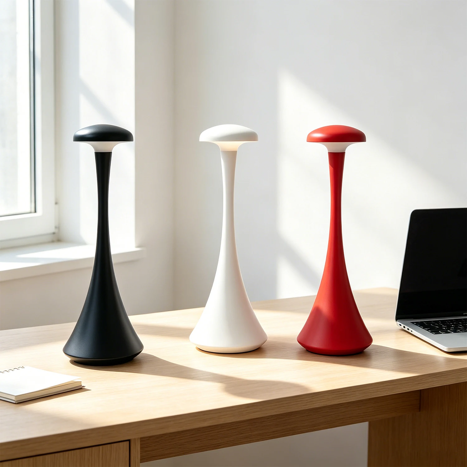 Nouvelle lampe de table en forme de champignon rechargeable sans fil à commande tactile, lampe de bureau créative, lampe de bureau USB-C, lumière d'ambiance pour chambre à coucher lámpara mesita noche lampe de chevet