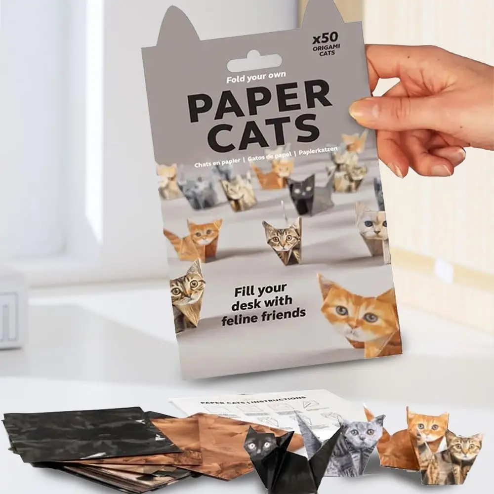 Créatif bricolage papier chats 50 feuilles bricolage Origami papier à la main bricolage papier chat chien dinosaure amusant Art artisanat pliant Animal pliant ensemble