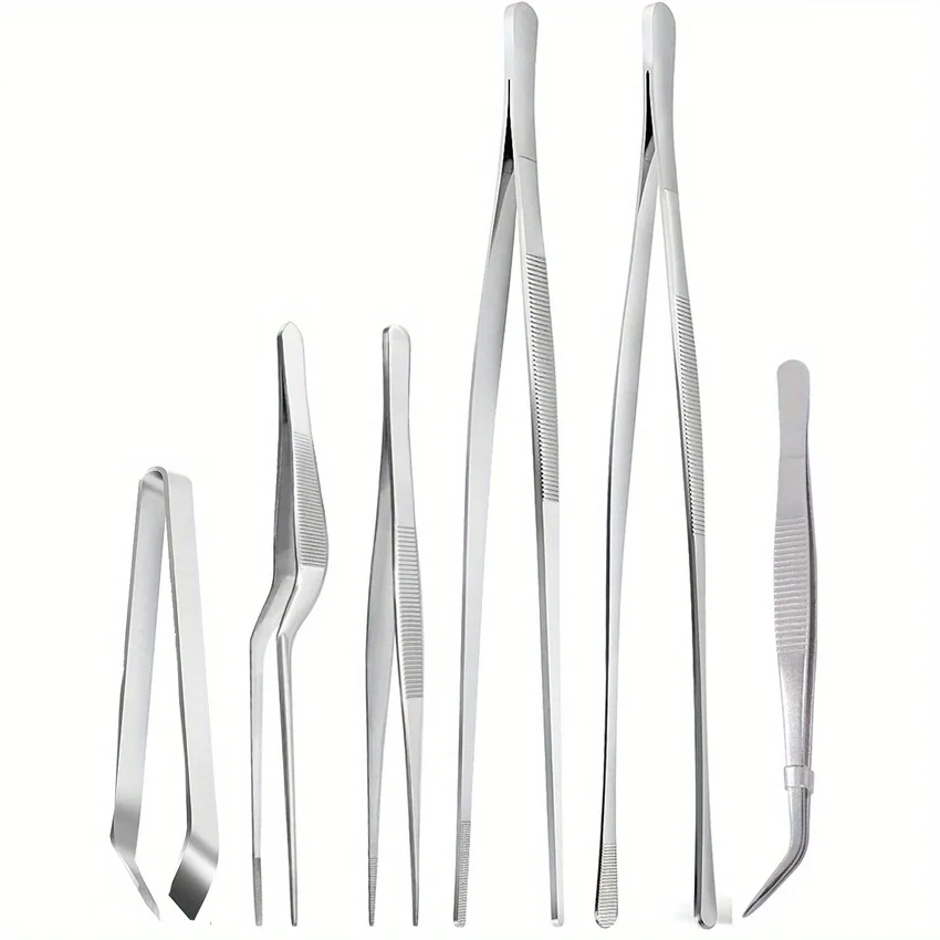Ensemble de pincettes de cuisine en acier inoxydable, pincettes de Chef professionnelles, pincettes de cuisine, utilisées pour la cuisine, 12 pouces, 6,3 pouces, 6 pièces/paquet