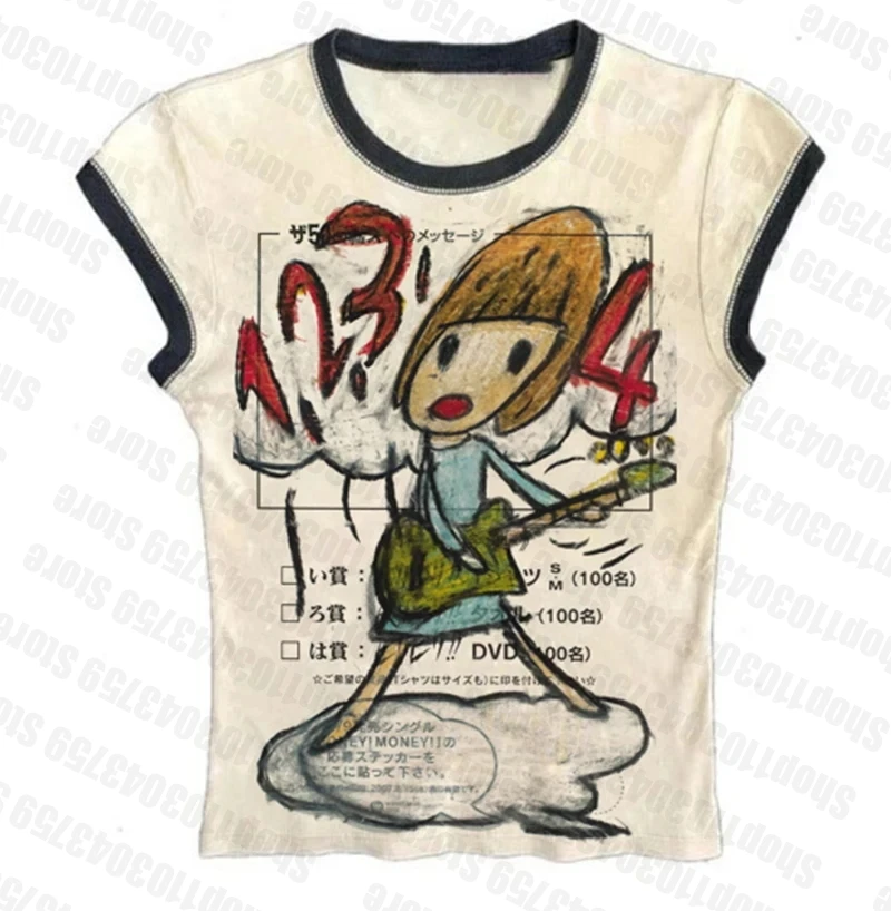 Top Y2k vêtements femmes Star Girl Y2k Kitty à manches longues femmes recadrée graphique t-shirts 90s Vintage vêtements femme Kpop
