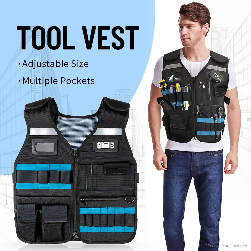 Sac à outils, gilet à outils électricien, gilet à outils pour charpentiers, gilet à outils pour hommes, gilet à outils pour bricoleur, gilet à outils de travail