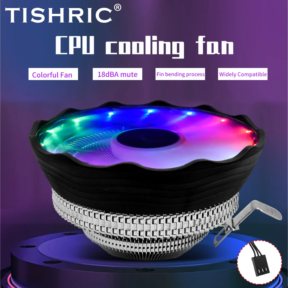 TISHRIC refroidisseur de processeur ventilateur de refroidissement 120mm RGB 3Pin PWM Intel LGA 1700 1200 1150 1151 X79 E5 AMD AM3 AM4 X99 processeur refroidisseur ventilateur PC