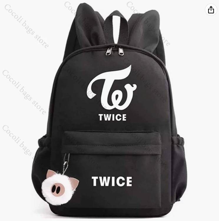 Kpop deux fois impression sac à dos avec oreille de lapin sac d'école pour les Fans sac à dos pour femme sac à dos d'école pour filles sac à dos de voyage