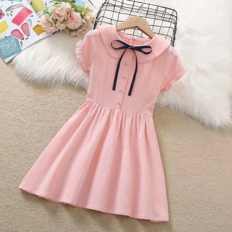 Robes de soirée pour filles, en pur coton, à manches courtes, vêtements pour enfants de 10 ans, 2025, vêtements pour enfants, robe élégante pour 14 ans