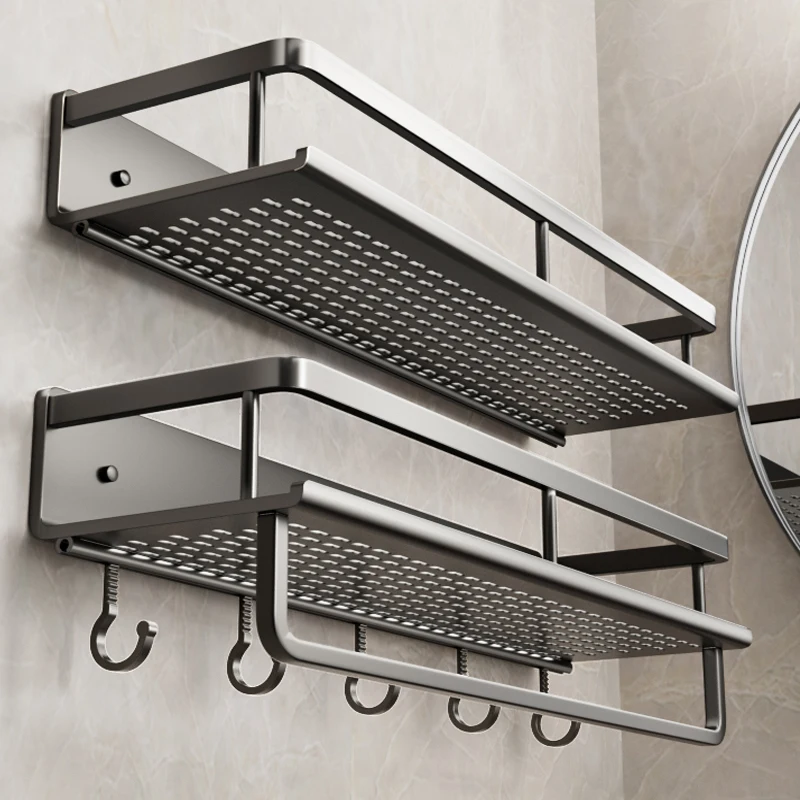 Support de salle de bain étagère de salle de bain espace de toilette support suspendu en aluminium organisateur de salle de bain accrocher au mur