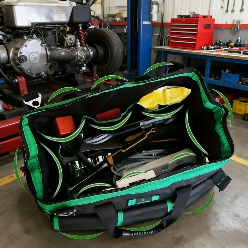 Sac à outils robuste, sacs à outils à large ouverture, organiseur de boîte à outils à poignée souple, grand sac à outils pour électricien avec fermeture éclair