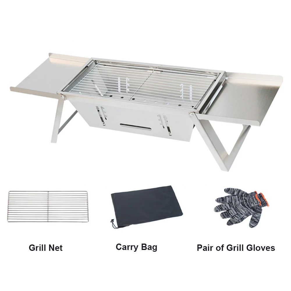 Barbecue pliable en acier inoxydable pour extérieur, support de barbecue à charbon de bois, petit barbecue pliable domestique, four à brochettes BBQ
