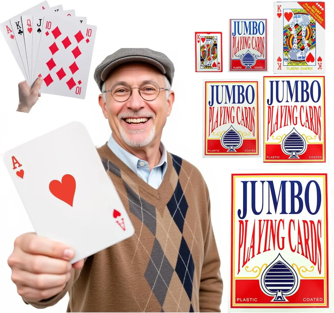 Jeu de cartes géant 2/4/9x plus grand, 54 cartes, jeu de poker surdimensionné, jeu de cartes géant, jeu de cartes à thème, jeu complet, poker énorme