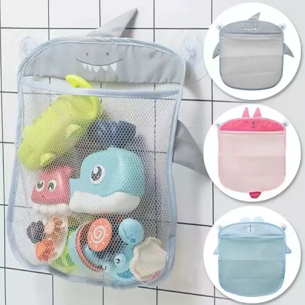 Sac de rangement en filet blanc pour jouets de bain et de salle de bain pour bébés et enfants, avec ventouses puissantes, organisateur de salle de bain pour tout-petits