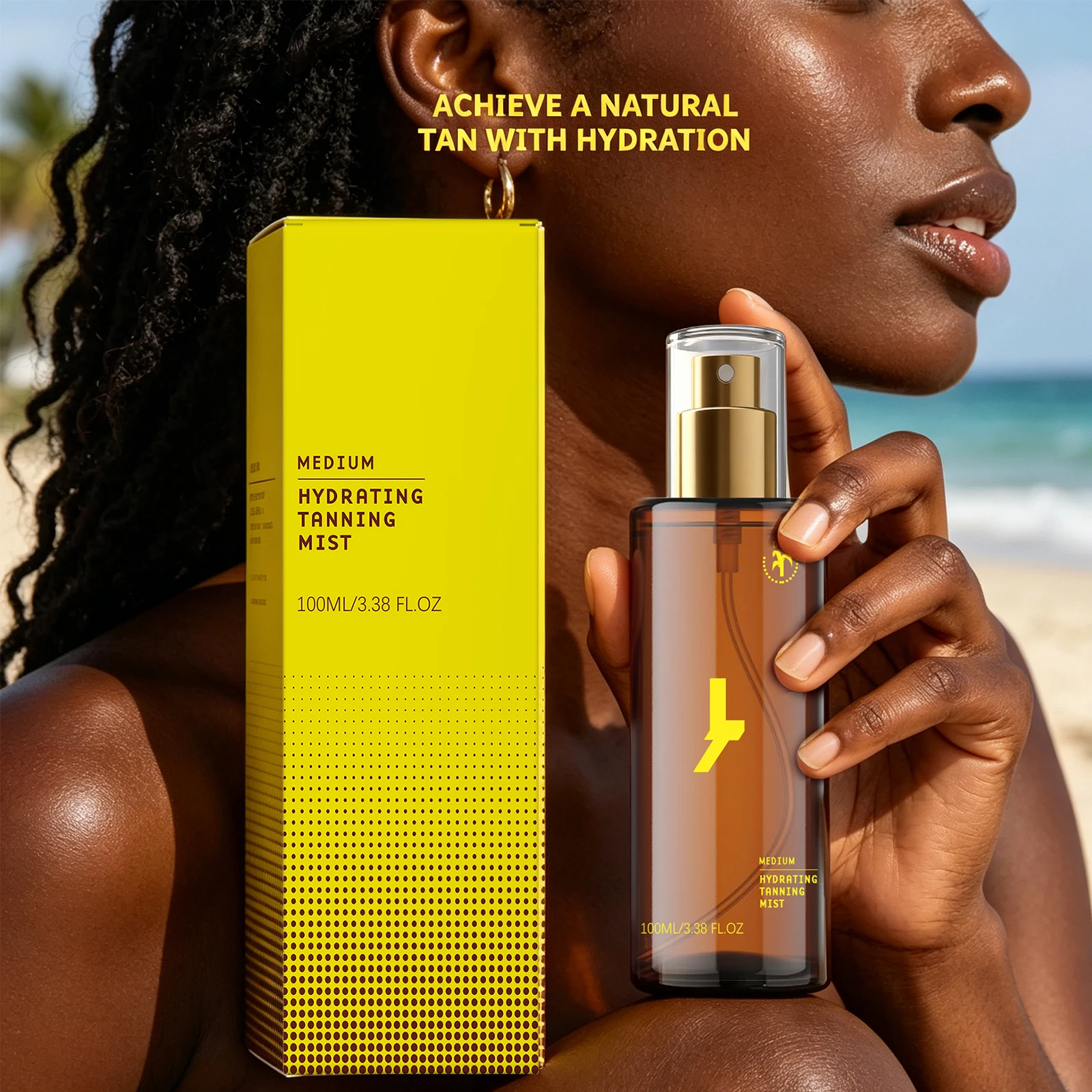 Mittlerer Feuchtigkeitsspendender Bräunungsspray Sonnenfreier Bräunungsdampf für Outdoor-Sommerpflege Natürlicher Gleichmäßiger Glanz Gesichts- und Körper-Bräunungsserum Image