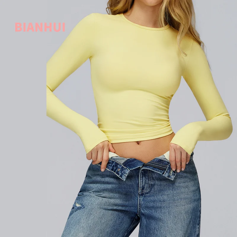 BIANHUI hiver à manches longues vêtements de Yoga haute résistance Fitness Pilates course haut de sport vêtements de sport femme salle de sport femme vêtements