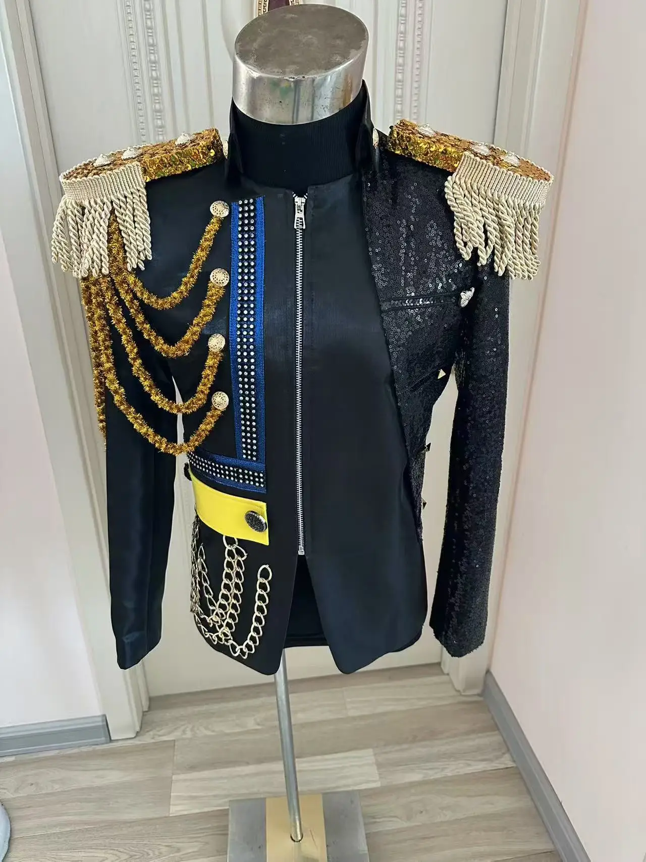 Neue Männer Quaste Königliche Jacke Hochzeit Party Bankett Formelle Kleidung Club Show Bühne Leistung Tragen Image