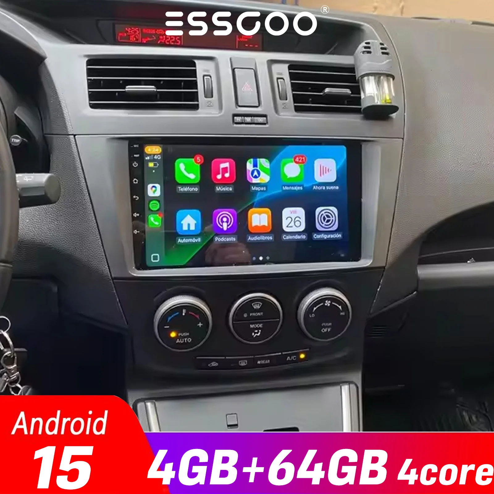Android 15 4+64GB Auto-Radio Multimedia-Videoplayer GPS für Mazda 5 2010-2015, CarPlay, Android Auto, WLAN, Stereo mit Kamera ESSGOO Image