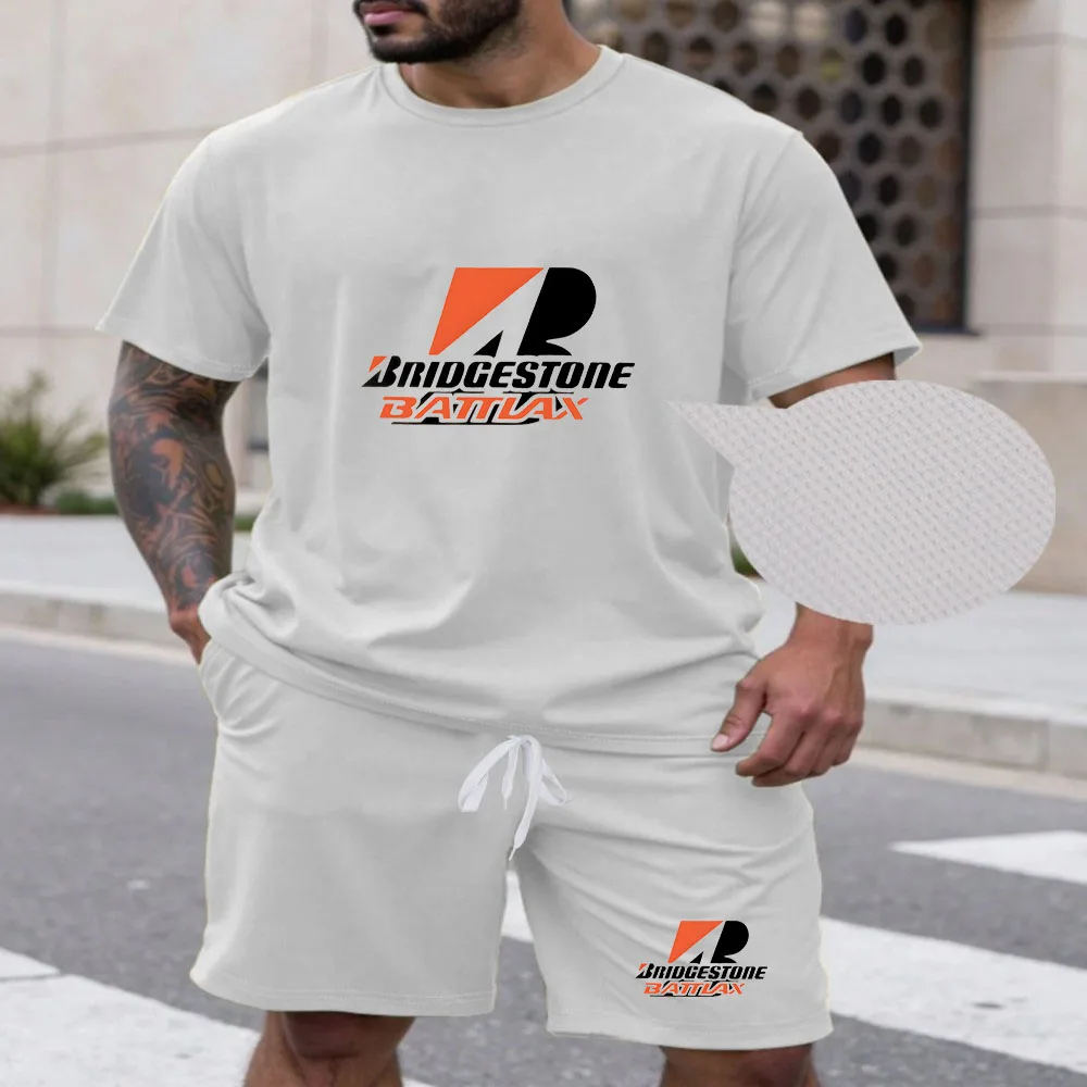 Neue Sommer-Fitness-Sportbekleidung für Herren, kurzärmeliges T-Shirt und Shorts im Zweiteiler-Set, atmungsaktive und schnell trocknende Freizeitkleidung. Image