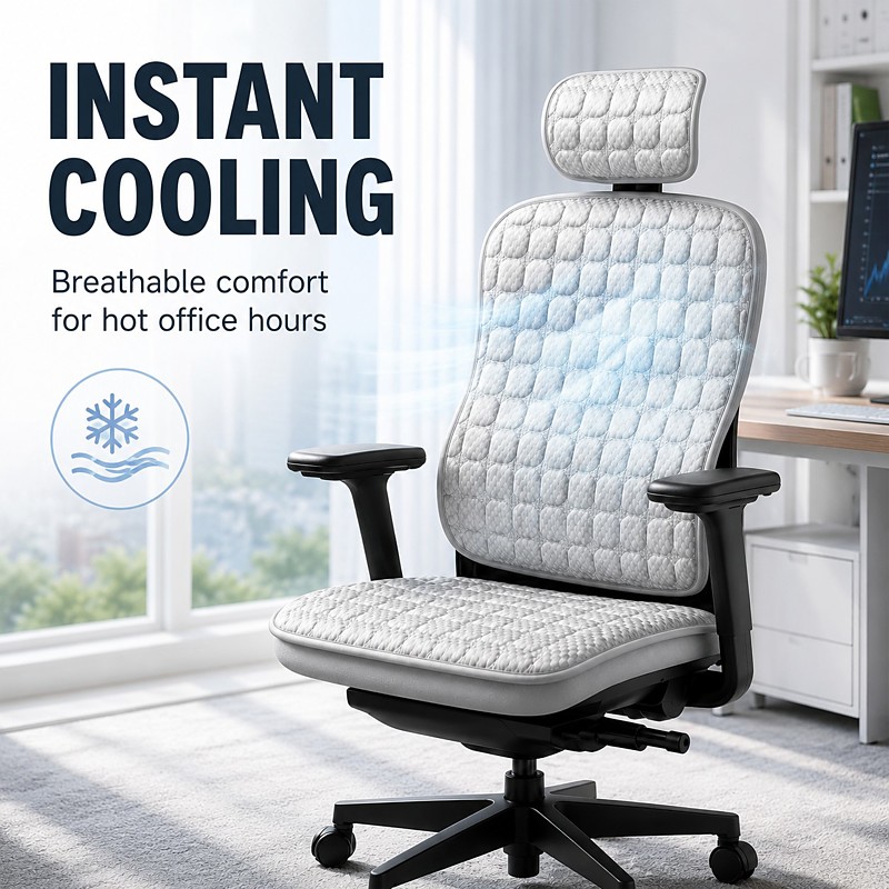 Office Chair Cover Cooling Desk Chair Cover Ergonomic Computer Chair Slipcover with Headrest Backrest Seat Cushion Washable Scratch Resistant Gaming Chair Protector