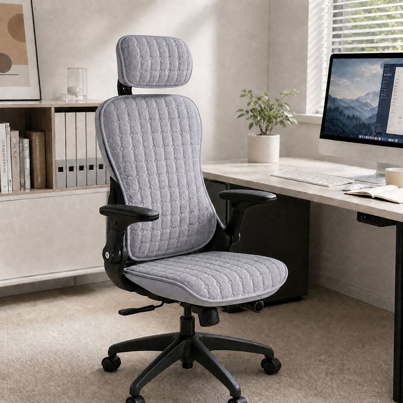 Office Chair Cover Cooling Desk Chair Cover Ergonomic Computer Chair Slipcover with Headrest Backrest Seat Cushion Washable Scratch Resistant Gaming Chair Protector